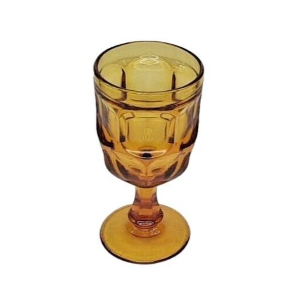 Vintage Libbey Ashburton Amber Glass Stemware Small Drinking Goblet 5.5"~Nice/GC
